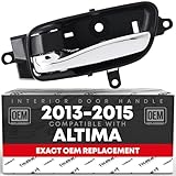 T1A Interior Front or Rear Driver Door Handle Replacement - Compatible with 2013-2015 Nissan Altima - Modern Chrome Lever & Black Knob, Plastic - OEM 80671-3TA0D, 80671-3TA0A