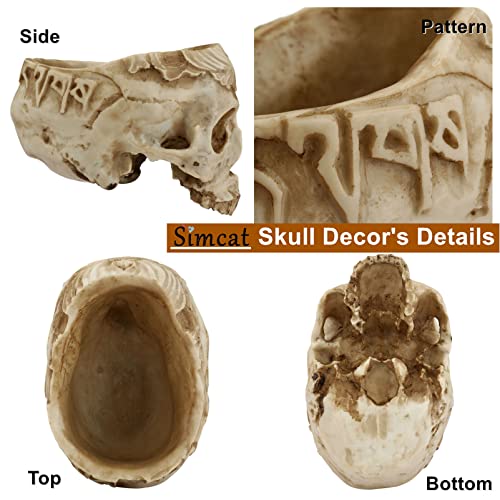 Simcat Resin Skull Planter Flower Succulents Pot Carved Skeleton Flowerpot Sugar Cactus Planter Pots Holder Candy Bowl Halloween Statue Sculpture Skeleton Decor For Home Office #TOP5