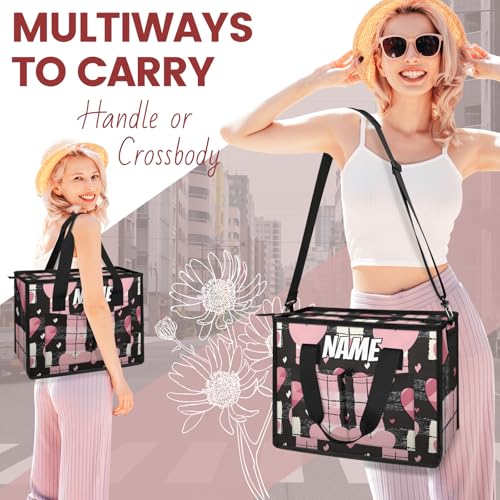 Custom Heart Shape Travel Duffle Bags for Women Weekender Overnight Black Pink Carry on Tote for Airplanes Business Hospital Gym with Toiletry Bag 3Pcs Set3