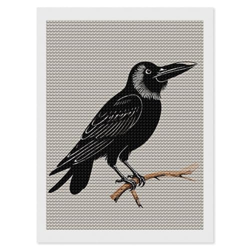 Peinture diamant corbeau vintage kit broderie diamant rond maison