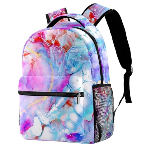 Sac à dos d'école avec peinture à l'encre abstraite multicolore pour ados
