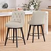 Counter Height Bar Stools Set of 2 with Back 26H Upholstered Swivel Barstools with Solid Wood Legs for Kitchen Island Performance Modern Fabric Counter Stools Flax Beige