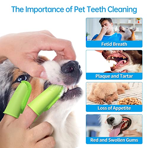 Image of 2 Pack Dog Toothbrush, 135ºSurround Bristles for Easy Teeth Cleaning, Double-Finger Toothbrush Dental Care for Puppies, Cats and Medium Pets