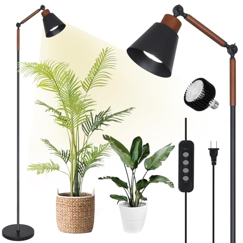 Image of HMVPL Grow Lights for Indoor Plants Full Spectrum, Plant Lights for Indoor Growing with 20W COB Grow Light Blub, 4 /8 /12H Timer, Standing Tall Grow Lamp for Middle Large Plants(75'', Height Adjustable)