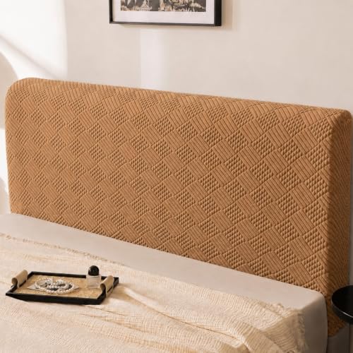 Image of HOMETHREADS Stretchable Lycra /Velvet headboard Cover-Soft, dust-Proof, Wrinkle-Resistant Bed Back Protector | Fits Leather, Wood & Fabric bedsides | for 5ft to 5.5ft Beds (Brown, 150x65cm)