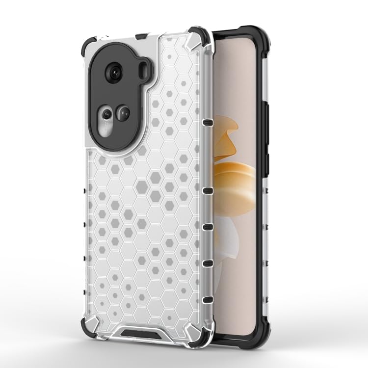 Image of Lustree for Back Cover Shockproof Double Protection Honeycomb Hard PC Back Cover for Oppo Reno11 5G -Transparent