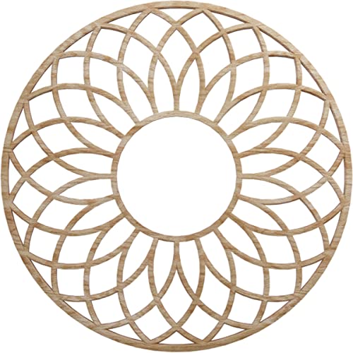 Image of Ekena Millwork 18 inchOD x 6 1 /8 inchID x 3 /8 inchT Cannes Wood Fretwork Pierced Ceiling Medallion, Red Oak