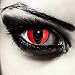 Produktbild DESIGNLENSES, Farbige rote Katzenaugen Halloween Kostüm Kontaktlinsen, 1 Paar (2 Stück),weiche Schlangen Farblinsen ohne Stärke, "Red Cateye"