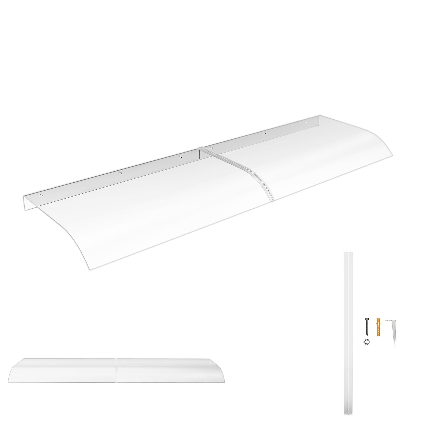 Froadp Tettoia per porta di casa, 50 x 160 cm, tetto per porta in PET trasparente, spessore 3,5 mm, protezione antipioggia e protezione dai raggi UV, tetto della porta di casa, per porte, finestre