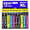 232XL remanufacturados para Epson 232XL cartuchos de tinta 232XL 232 T232XL para XP-4200 XP-4205 Workforce WF-2930 WF-2950 Impresora 10 Pack 4 Negro 2 Cian 2 Magenta 2 Amarillo