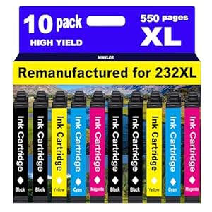 232XL remanufacturados para Epson 232XL cartuchos de tinta 232XL 232 T232XL para XP-4200 XP-4205 Workforce WF-2930 WF-2950 Impresora 10 Pack 4 Negro 2 Cian 2 Magenta 2 Amarillo