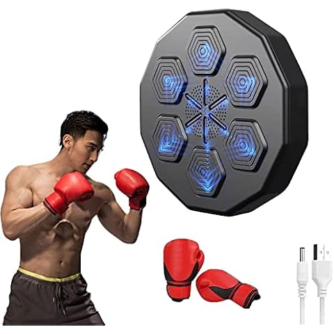 Music Electronic Boxing Wall Target -Boxmaschine, Musik -Boxmaschine, elektronische Boxmusikmaschine mit 6 Lichtern und Bluetooth -Sensor, Boxtrainingsgeräte mit Boxhandschuhen für Erwachsene Cover