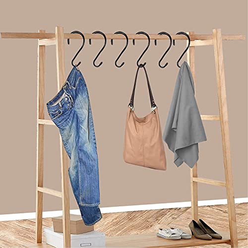 Baoswi 4 Stück große, robuste S-Haken, 15 cm, schwarz, gummiert, Metall, S-Haken zum Aufhängen, rutschfest, vinylbeschichtet, S-Haken, rostfrei, für Küche, Badezimmer, Schlafzimmer, Büro