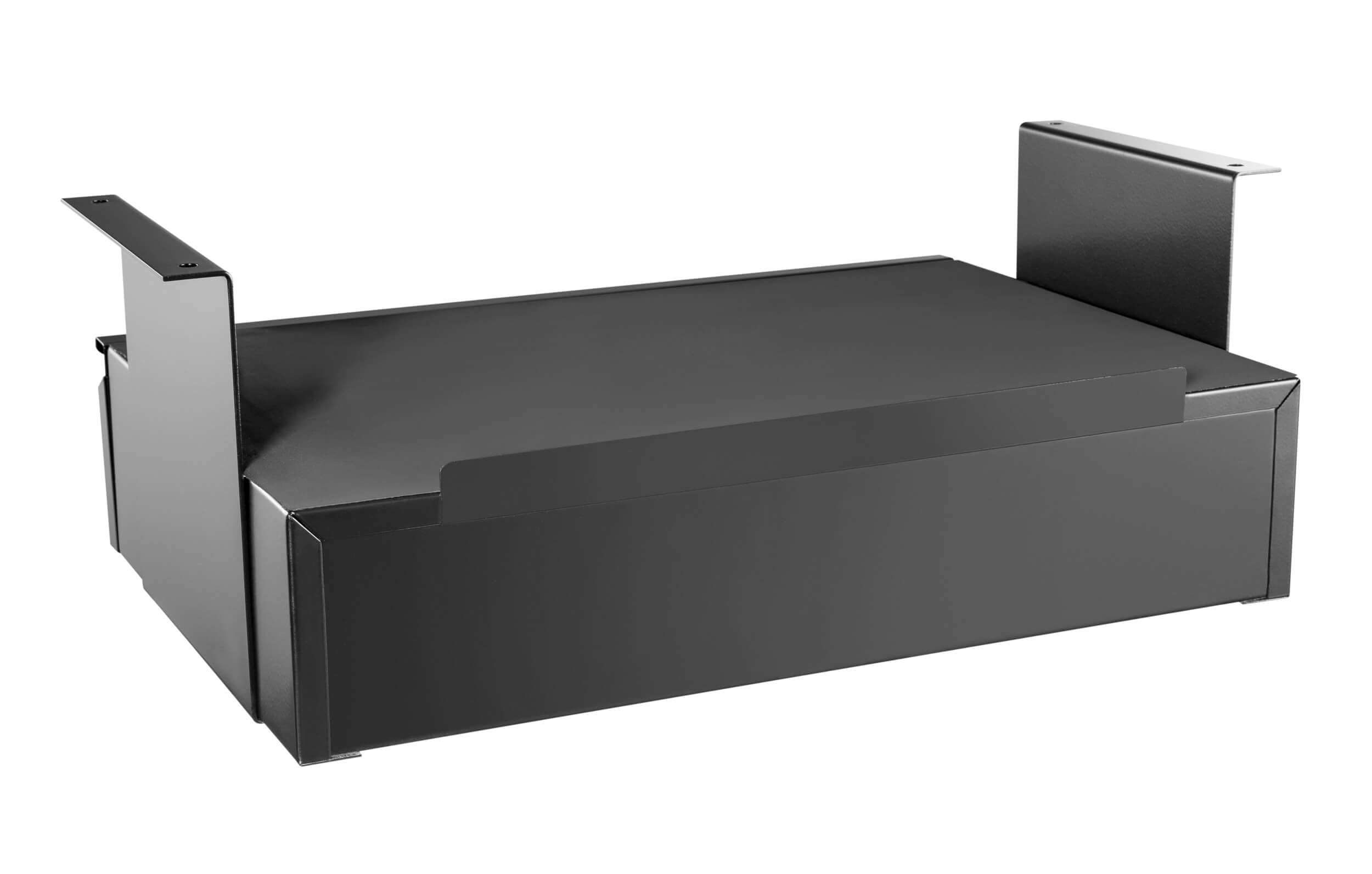 Eigentlich Schreibtisch Unterbau-Schublade mit Ablage B:51 x L:31-48 x H:19 cm, Schwarz - geräumige Schreibtisch Materialschublade mit Softclose, praktische Laptopablage