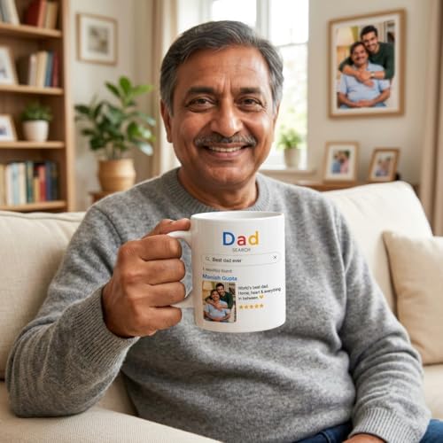 Image of IGP Personalized Dad Ceramic Mug | Same Day Delivery | Custom Photo & Name | Search Engine Theme Design | Tea & Coffee Cup | High Gloss Finish | Father's Day Present for Dad