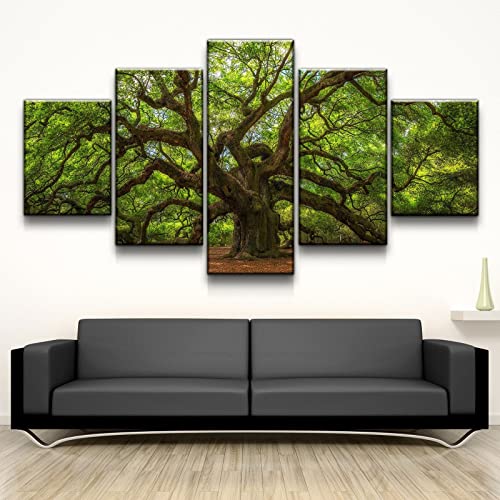 5 Pieces Framed Paintings 5 Piece Canvas Wall Art Angel Oak Tree Print On Canvas Giclee Artwork For Wall Decor #TOP29