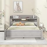 Harper & Bright Designs Platform Bed Full Size with Storage...