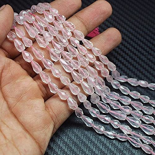 Perles de quartz rose naturel en forme de goutte facettée pour création de bijoux DIY