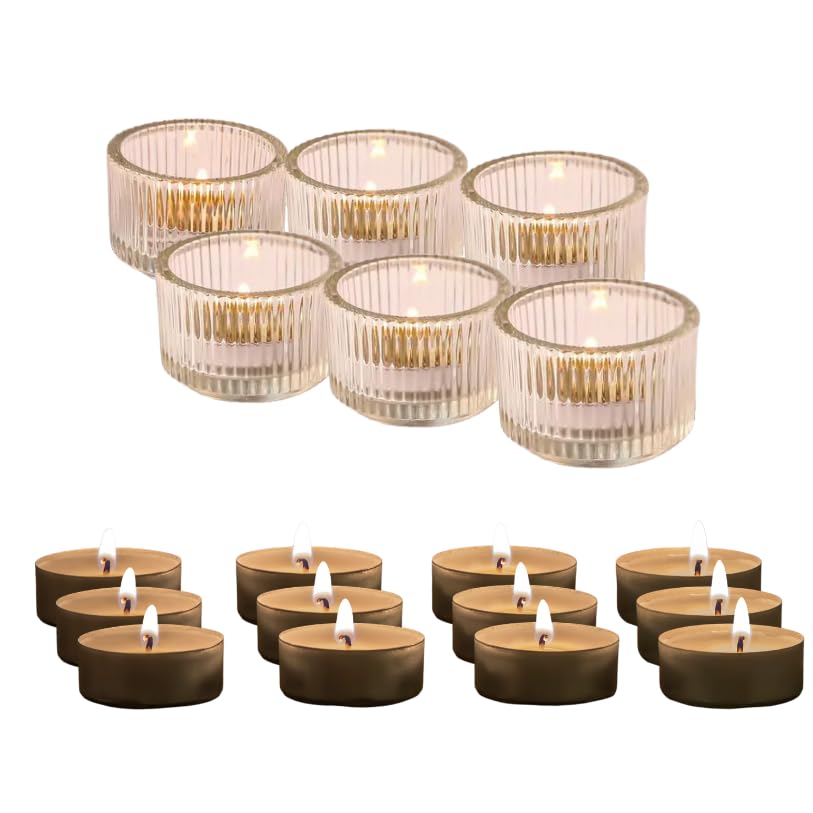 Lista de Portavelas de velas pequeñas , listamos los 10 mejores. 41 LIFEMINT - Set De 6 Portavelas De Vidrio + 12 Velas De Té | Velas Tealight, Decoración Elegante para Mesa, Bodas, Fiestas, Eventos y Centros de Mesa | Portavelas De Lujo...