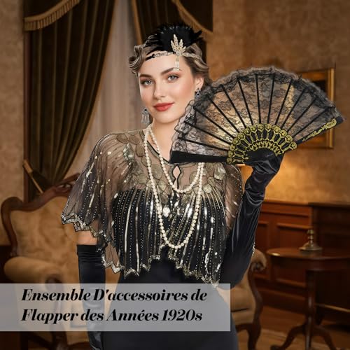 ZOCONE 9PCS Accessoire Annee 20, Vintage Deguisement Annee 20, Années 1920 Flapper Accessoires Set – vue 5