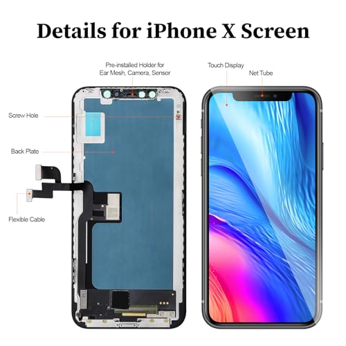 Foobong FOR X Iphone X Screen Replacement 5.8 Inch Fhd Lcd Front Glass Panel 3D Touch Display Digitizer Assembly thumb #1