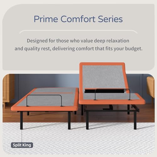 Image of ESHINE Split King Adjustable Bed Frame with Lumbar Support Smart App | Bed Base, Zero Gravity, Head-Pillow-Tillt, Under Bed Light, Dual USB, Ergonomic Incline, Wireless Remote, 6000 Series