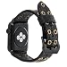 for Apple Watch Band 44mm 42mm Black Leather, FALANDI Rock Style Hollow Rivets Genuine Leather iWatch Strap Women Men Replacement Wristband for Apple Watch Series 4 Series 3 Series 2 Series 1 - Black