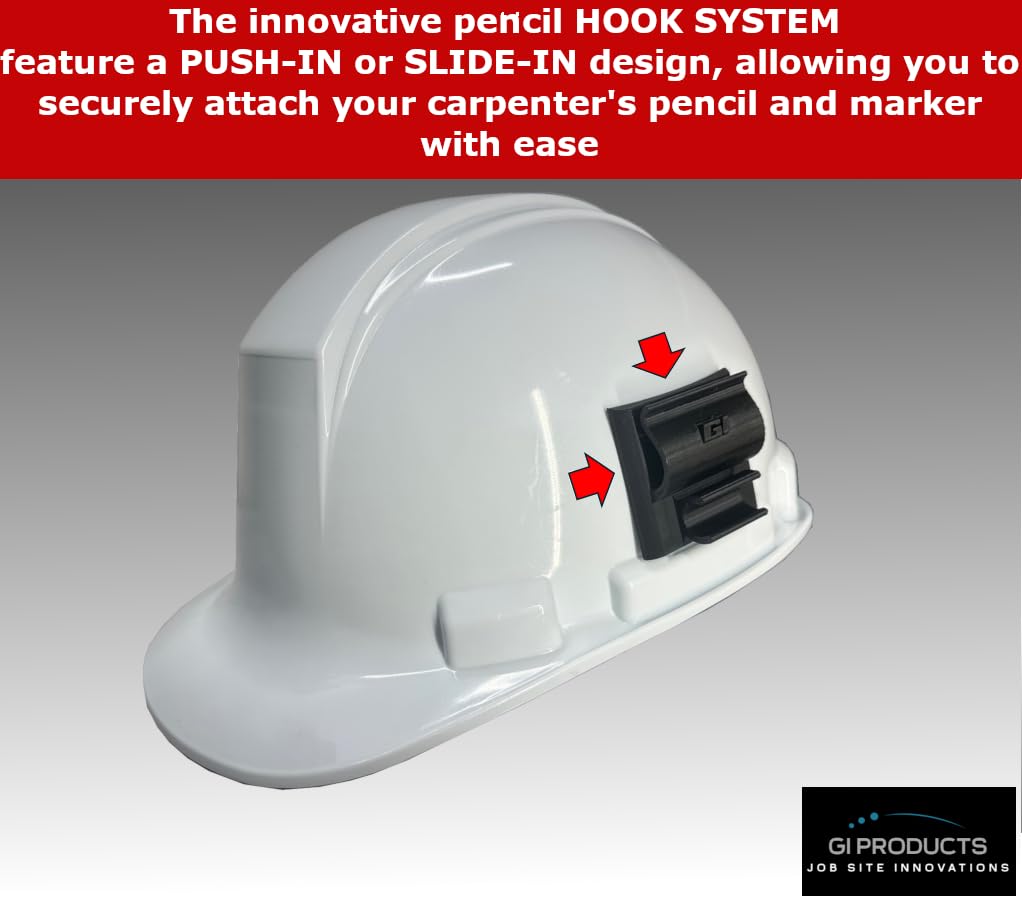 Heavy-Duty Carpenter Pencil & Marker Clip Station for Safety Hard Hats (Clip)