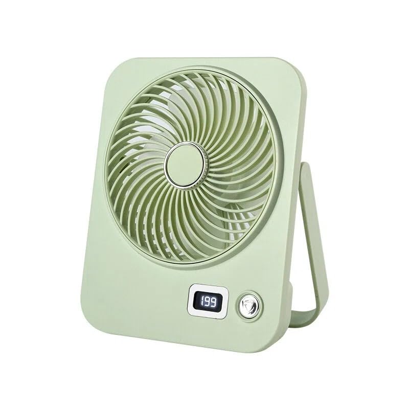 Falafoty Mini Desk Fan USB Rechargeable Fan with 5 Speeds, Ultra Slim Portable Camping Fan with 180° Tilt Folding,Hanging Small Table Fan for Home Camping Office Bedroom Travel Summer Outdoor (Green)