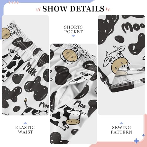 ZZXXB Milk Cow Print Boys Long Pants Soft Trousers Elastic Waist Kids Lounge Bottoms with Pockets S-XL4
