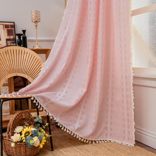 Deeprove Blush Pink Boho Curtain 72 inches Long for Living