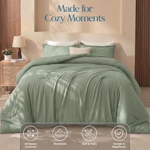 Image of Utopia Bedding 3 Pc Queen Comforter Set, All Season Bedding, Sage Green