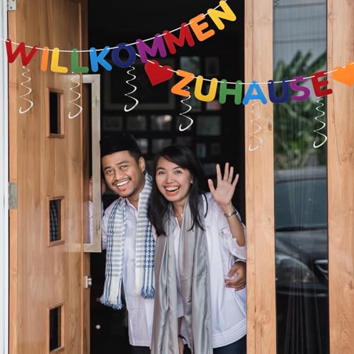Willkommen Zuhause Banner Dekoration,10 StüCk Welcome Home Wiederverwendung Luftballons,Herzlich Willkommen Girlande,6 StüCk HäNgende Spiralen Grlande Luftschlangen,Familientreffen Party