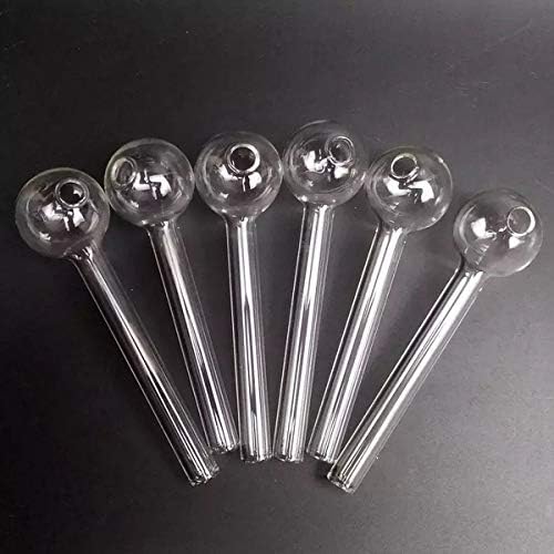 Green Apple inc 6 Inch Transparent Glass Oil Burner Pipe, Pack of 4