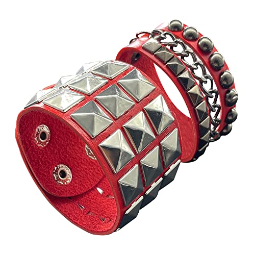 Pulsera punk unisex de cuero con tachuelas metálicas miniatura 1