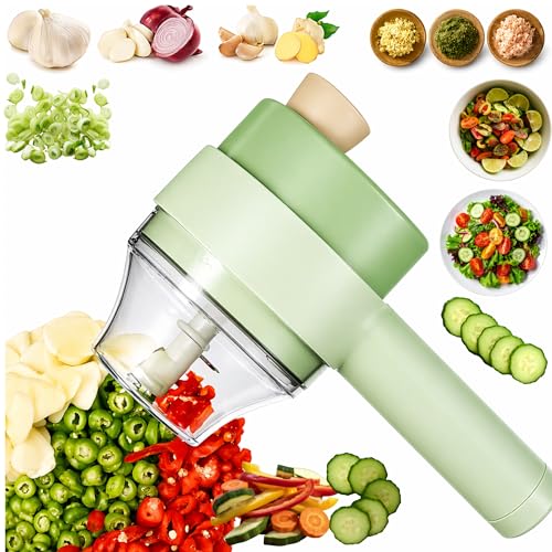 FEEMONT 4 in 1 Electric Vegetable chopper hand held, Ninja Food Chopper, Mini Fruit Slicer,Garlic Chopper,Egg whisk and Meat Mincer,Handheld Veggie Cutter for Salad