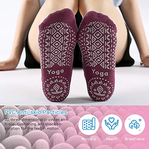 Luckit Yoga Socks With Grips For Women Non Slip Grip Socks Pilates Socks Fitness Socks Anti-Skid Socks For Yoga, Size 5~10 (6 Pairs Of 6 Colors) #TOP5