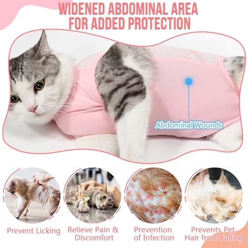 SlowTon Cat Surgery Recovery Suit - Hair Resistant Kitten Onesie for Cats After Surgery, Cone E Collar Alternative for Female Male Cats, Surgical Spay Recovery Suit for Abdominal Wound Skin Diseases - Image 4