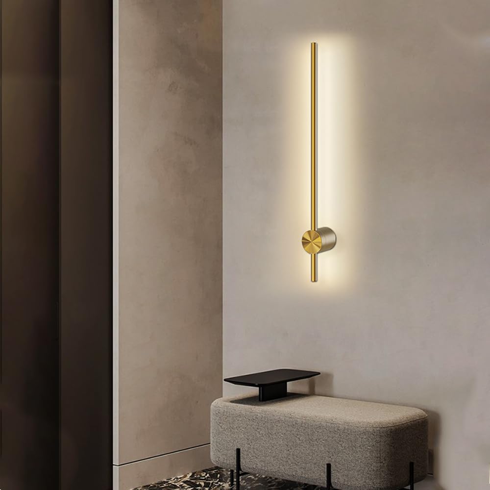 Lampada da Parete per Interni, a Striscia, lineare, in Ottone, con Paralume in Silicone Bianco, Applique a LED Moderne, luci Creative orientabili e Regolabili a 360° per Comodino.