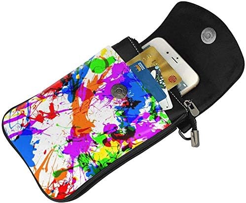 Paint Splatter Women Soft PU Leather Cellphone Purse Wallet Handbag Small Crossbody Shoulder Bag