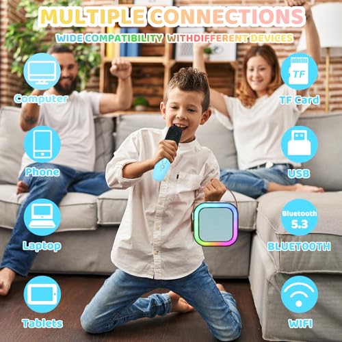 NijiKuma Mini Karaoke Machine for Kids with 2 Wireless Microphones - Image 4