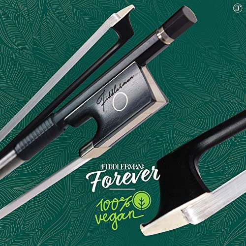 Fiddlerman Forever Vegan Black Carbon Fiber Violin Bow with Long-Lasting Zarelon Synthetic Hair