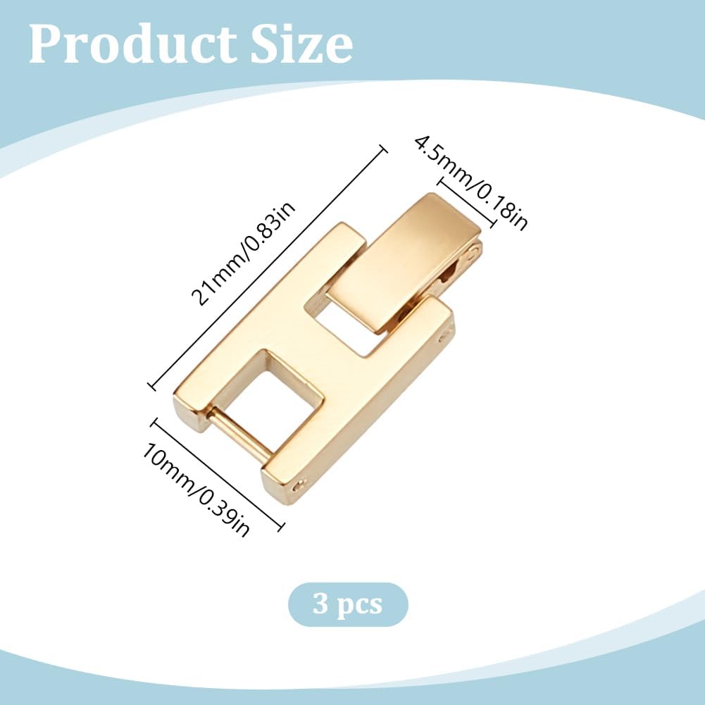 WEBEEDY 3 PCS Watch or Bracelet Fold Over Clasp Stainless Steel Watch Extension Clasp Square Metal Strap Replacement Accessories for Jewelry Making Women Adults DIY Craft,Gold,21x10mm - Image 2