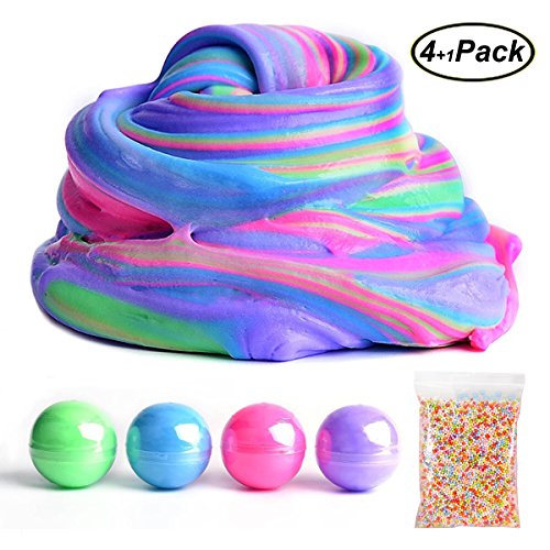 SWZY Fluffy Slime Supplies, Fluffy Floam Slime with Colorful Foam Beads Scented...