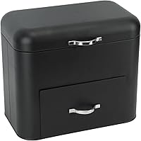 Vista 7 de Recipiente de almacenamiento de pan de hierro, mantenga el recipiente de pan casero de hierro de gran capacidad para encimera (negro)