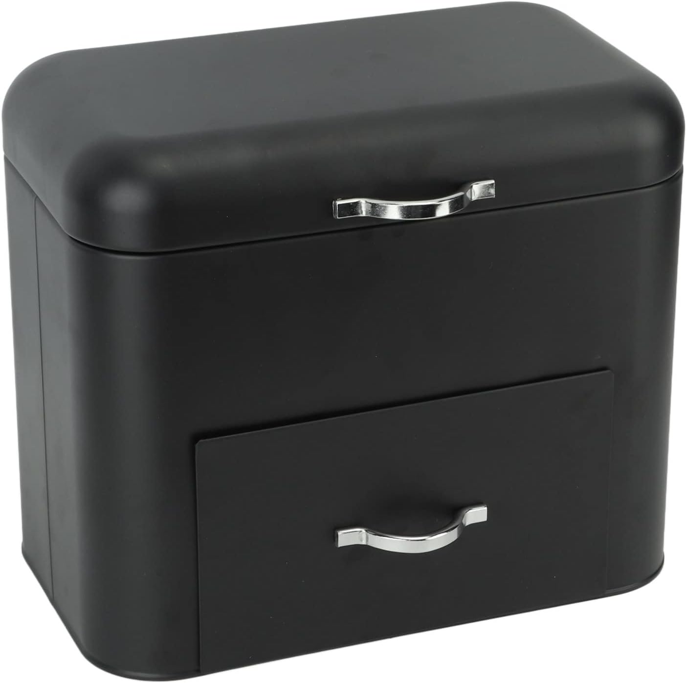 Luocute2 Layer Metal Bread Boxes, Large Capacity Bread Box Storage Bin Kitchen Container with Roll Top Lid, Iron Countertop Containers Metal Food Storage Bread Keeper Home Kitchen
