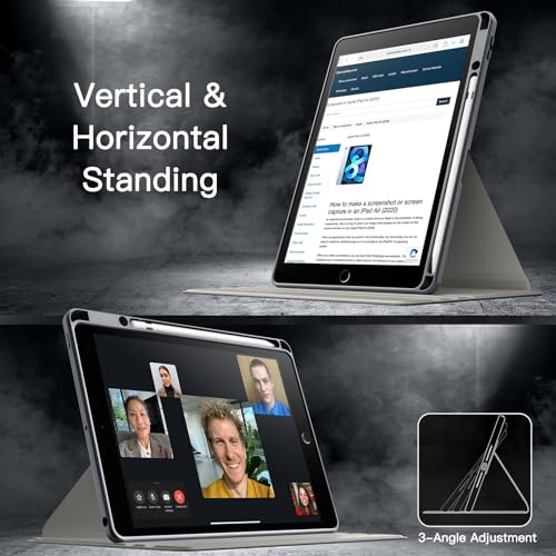 Image of JETech Rotating Cover Case for iPad 9 /8 /7 (10.2-Inch, 2021 /2020 /2019 Model, 9th /8th /7th Generation) with Pencil Holder, 360 Degree Rotation Protective Stand Cover Clear Back (Space Gray)