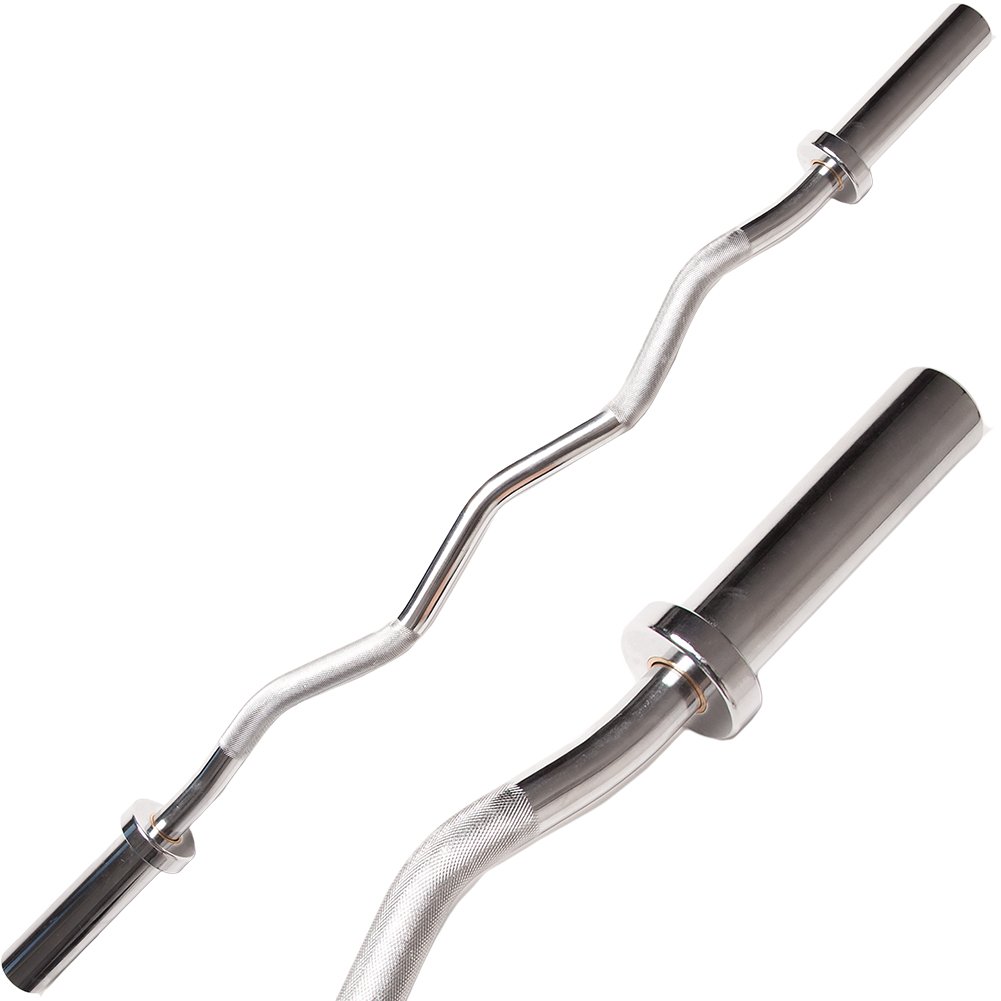 C.P. Sports G44 + G36 - Bilanciere curl con ferma dischi rossi, diametro: 50 mm, barra EZ per allenare i bicipiti