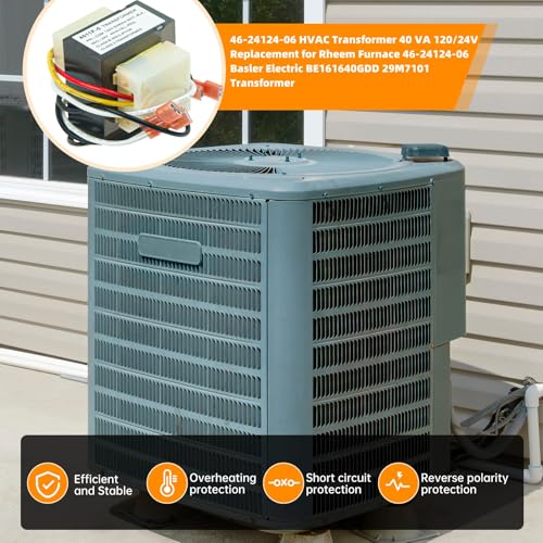 replacement hvac transformer 120 to 24v 40va 46-24124-06 for rheem furnace 46-24124-06 basler electric be161640gdd 29m7101 4011f-5 hvac furnace transformer