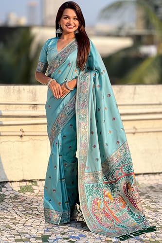 Image of SGF11 Women's Kanjivaram Pure Soft Silk Saree With Unstitched Blouse Piece
